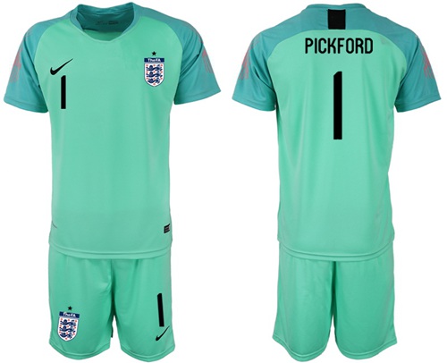 England #1 Pickford Green Goalkeeper Soccer Country Jersey